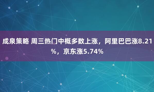 成泉策略 周三热门中概多数上涨，阿里巴巴涨8.21%，京东涨5.74%